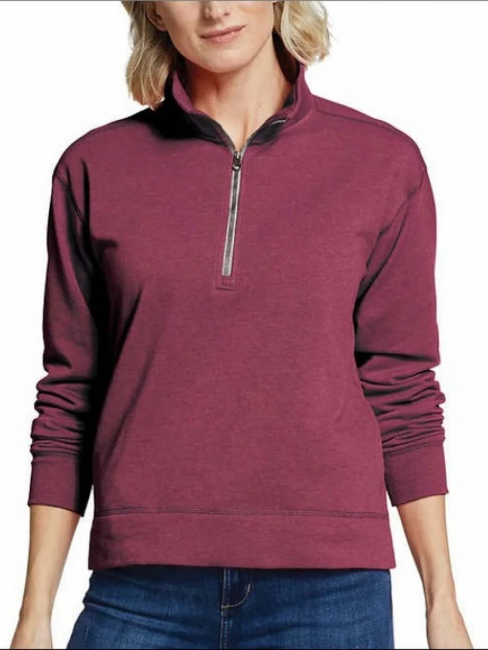 Eddie Bauer NWOT Women's Camp Fleece 1/4 Zip Pullover - maroon - size medium